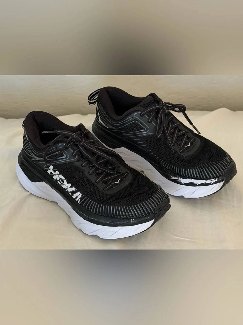 Hoka Women's Black and White Athletic Running Shoes